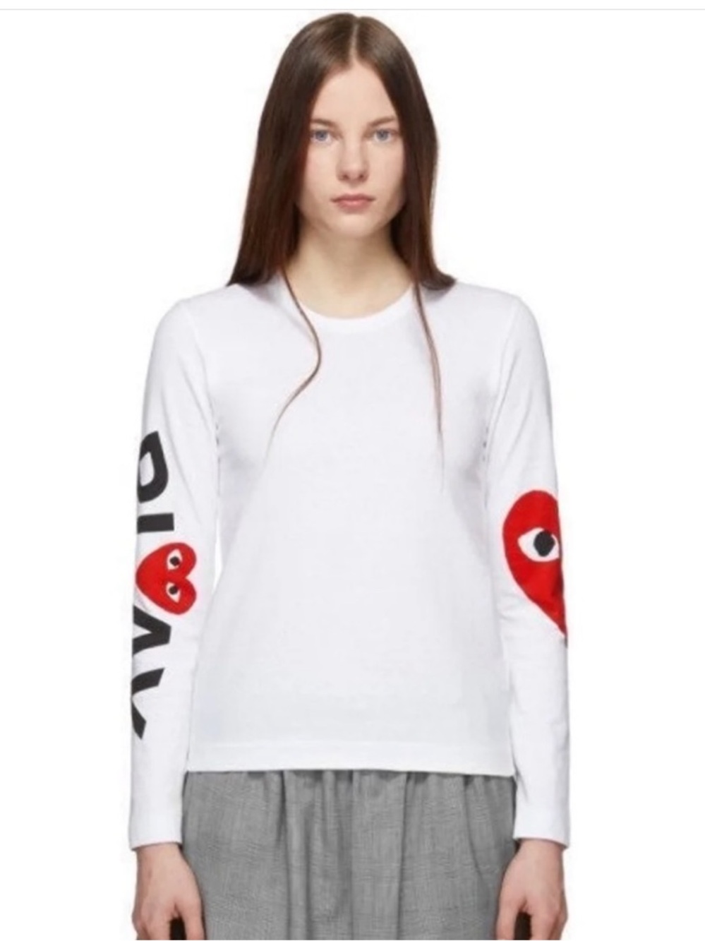Comme des Garçons White Long-Sleeve Heart Logo Shirt